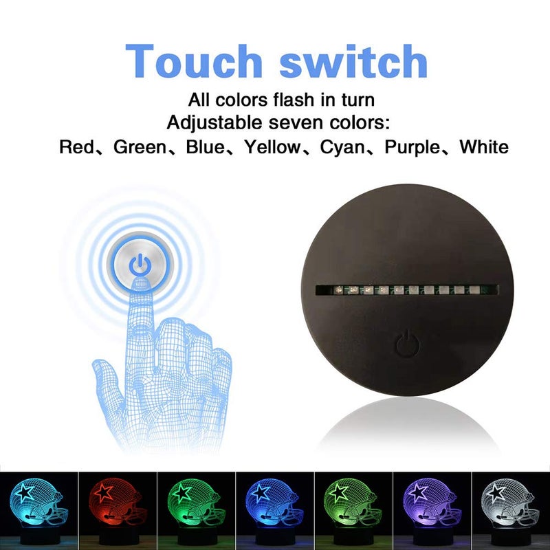 TITISKIN 3D Illusion LED Night Light,7 Colors Gradual Changing Touch Switch USB Table Lamp for Holiday Gifts or Home Decorations (Baseball Helmet) - Image 3